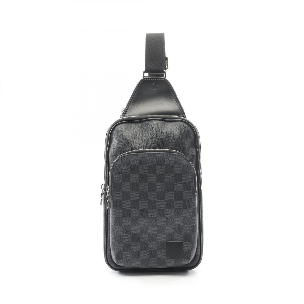 Louis Vuitton Avenue Sling Bag Waist Body Canvas Leather Damier Graphite Black